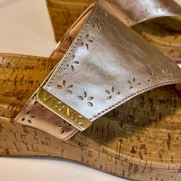 Vionic Anitra Rose Gold Pink Metallic Wedge Sandal - Size 9 - Picture 10 of 15